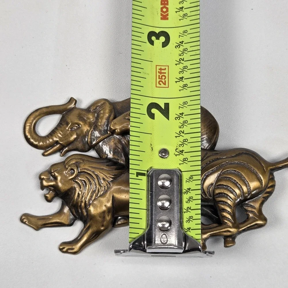 Vintage Metal Antique Bronze Finish Lion Zebra Elephant Pin / Brooch